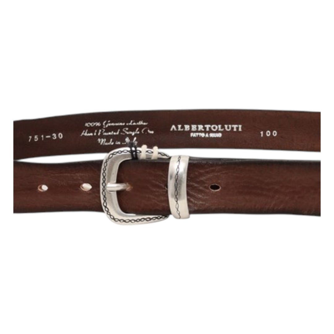 CINTA VERA PELLE WESTERN MARRONE