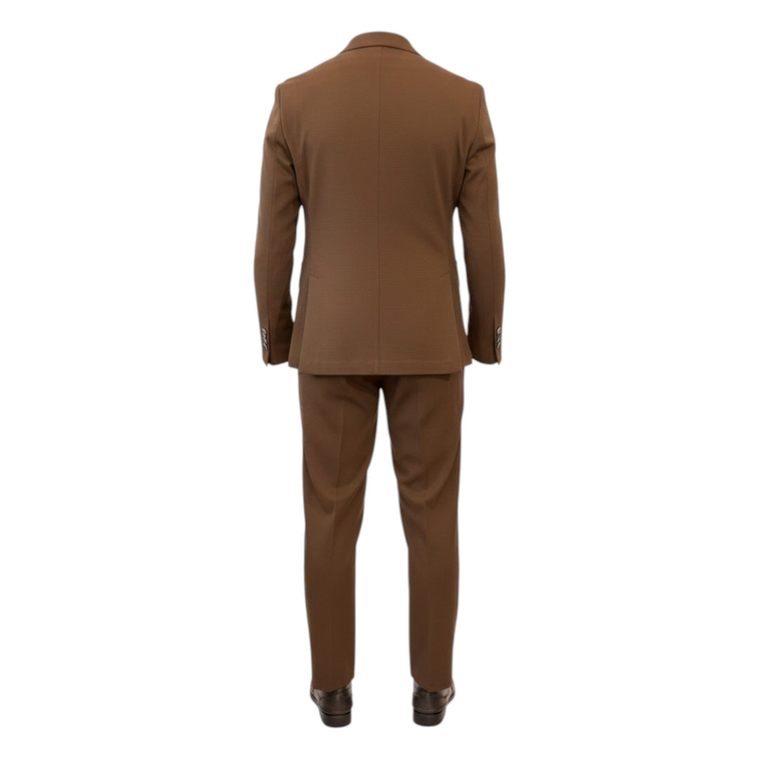 Brun våffelvävd kostym i comfort fit