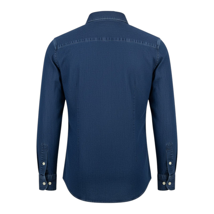 Långärmad Denimskjorta Custom Tailor Fit Linne Bomull Blå
