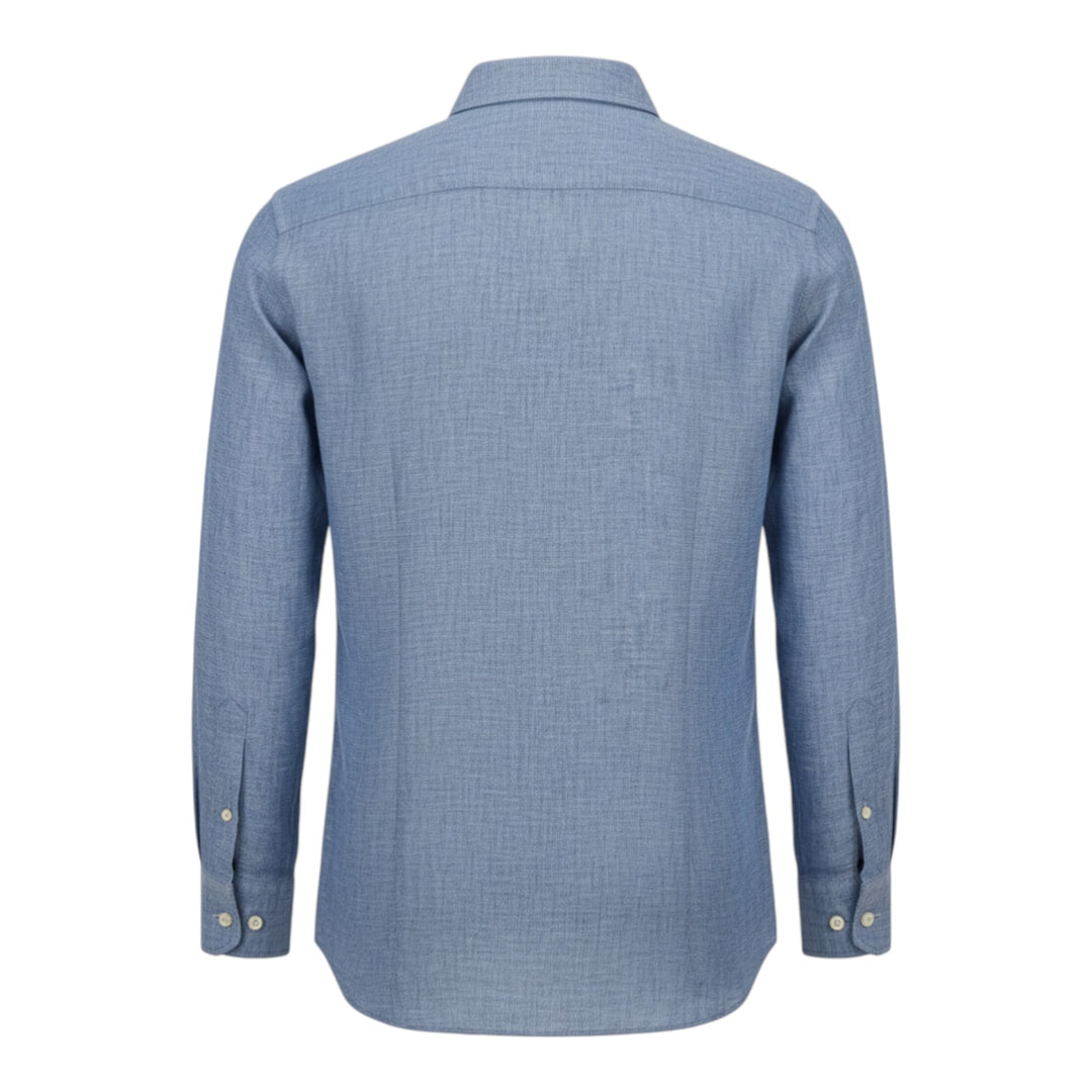 Långärmad skjorta Custom Fit 100% linne Tvättad blå