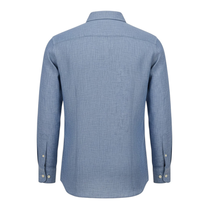 Långärmad skjorta Custom Fit 100% linne Tvättad blå