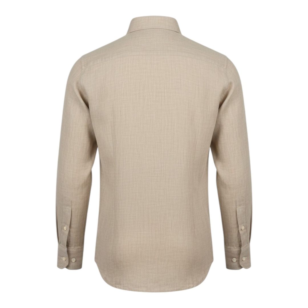 Långärmad Skjorta Custom Fit 100% Linne Hasselnötsbrun Washed