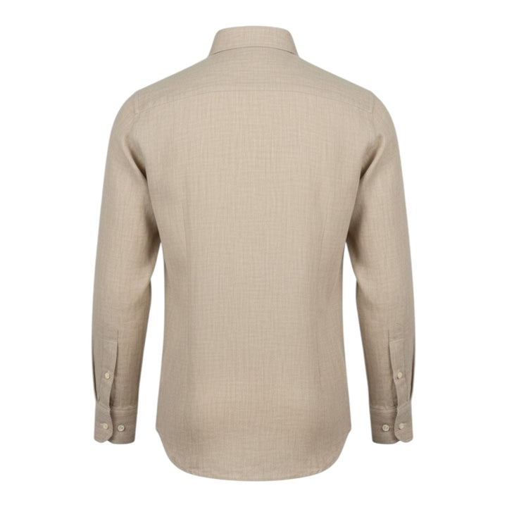 Långärmad Skjorta Custom Fit 100% Linne Hasselnötsbrun Washed