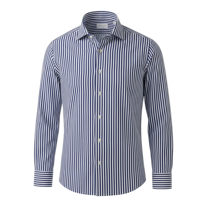Långärmad skjorta Slim Fit strykfri randig blå-vit