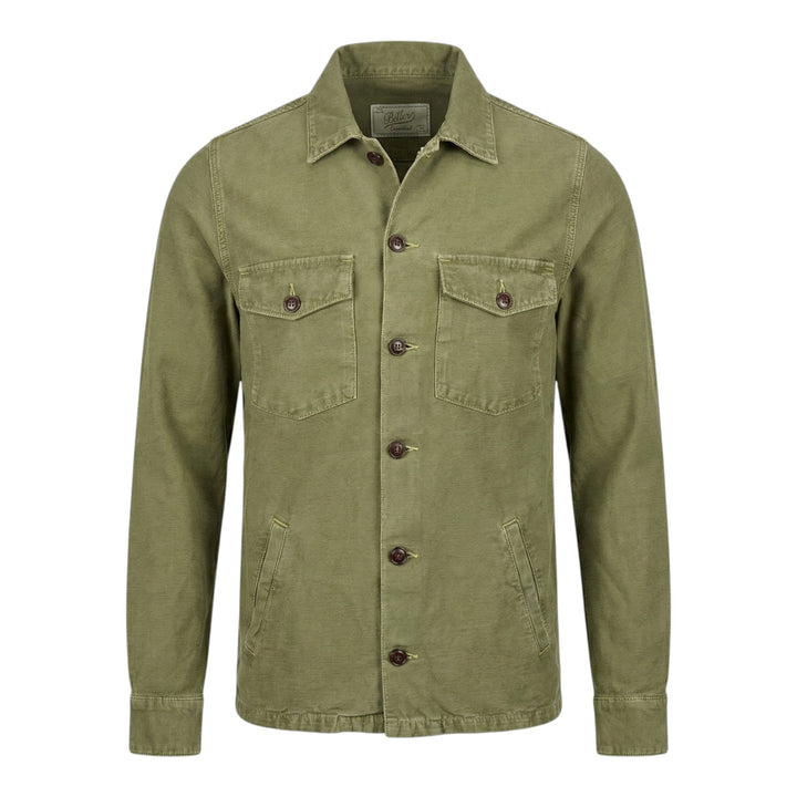 Acadia Långärmad Overshirt i Linneblandning Military