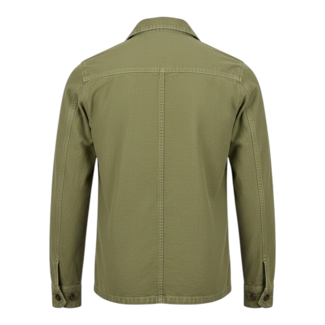Acadia Långärmad Overshirt i Linneblandning Military