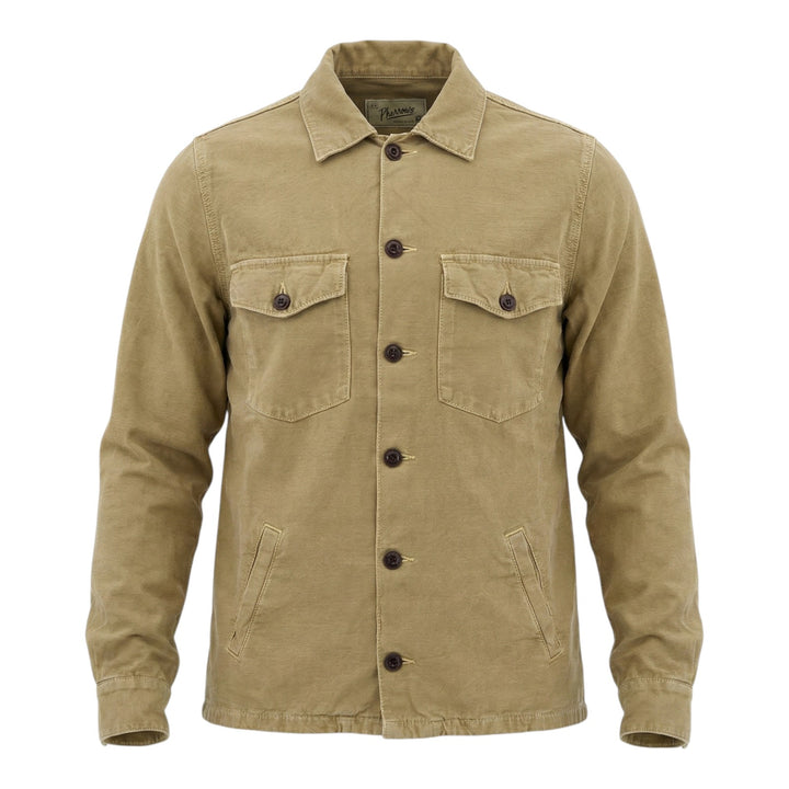 Acadia Långärmad Overshirt i Linneblandning Moka