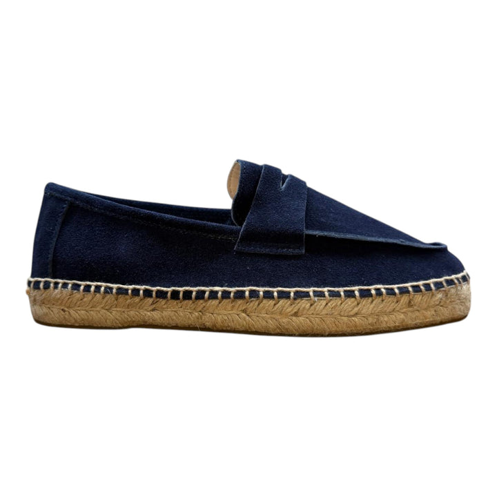 Mockasiner i äkta mocka med gummisula - Marinblå