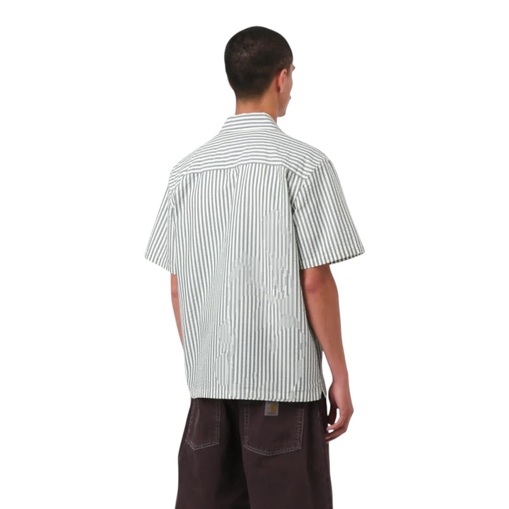 S/S Leavel Shirt Leavel Stripe, Blue River / Wax
