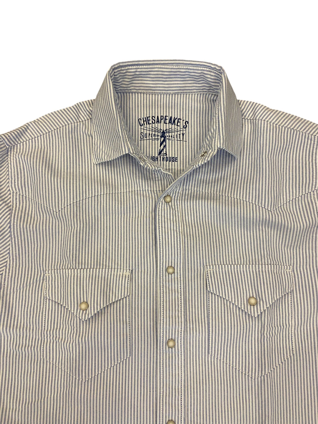 WESTERN OXFORD SHIRT FLAGSTAFF RANDIG SKY BLÅ-VIT