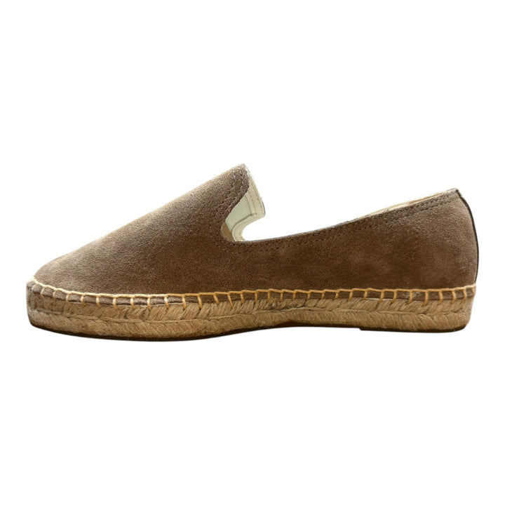 Espadriller i äkta mocka med gummisula - Brun