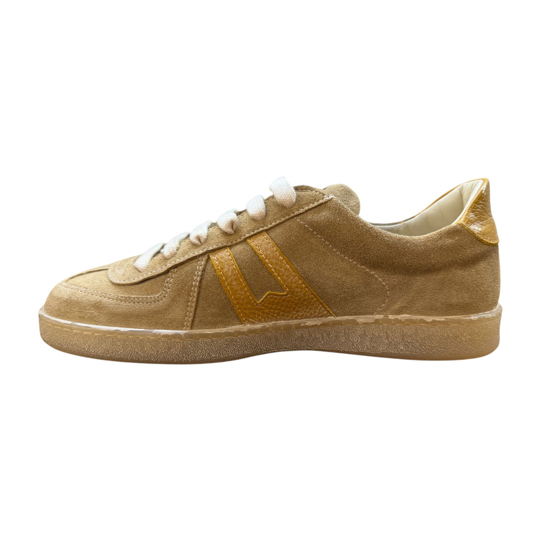 Sneakers i äkta mocka beige-ockra
