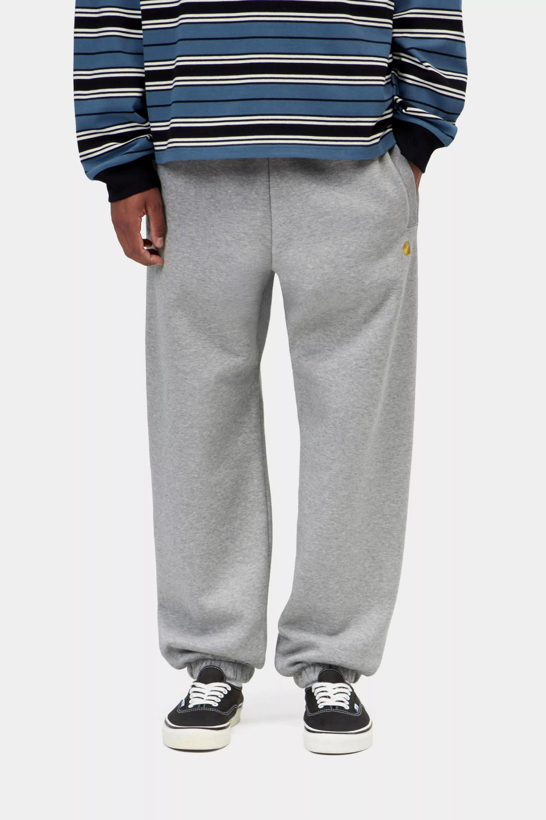 Carhartt Wip CHEASE SWEAT PANT GREY HEATHER/GOLD Grigio - foto 3
