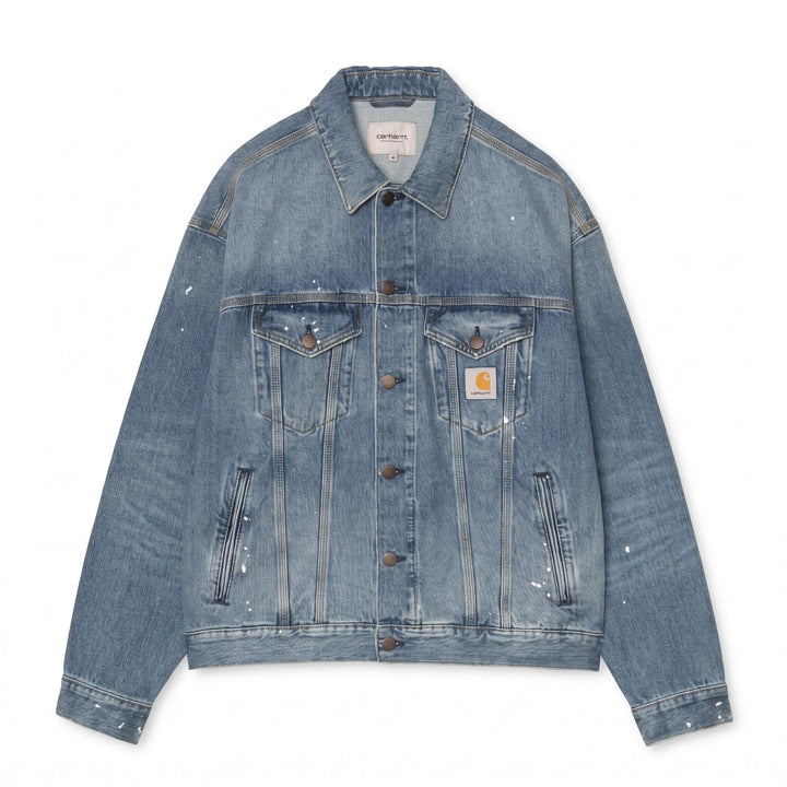 Carhartt Wip HELSTON JACKET BLUE DESTROY WASH SPLATTER Blu - foto 1