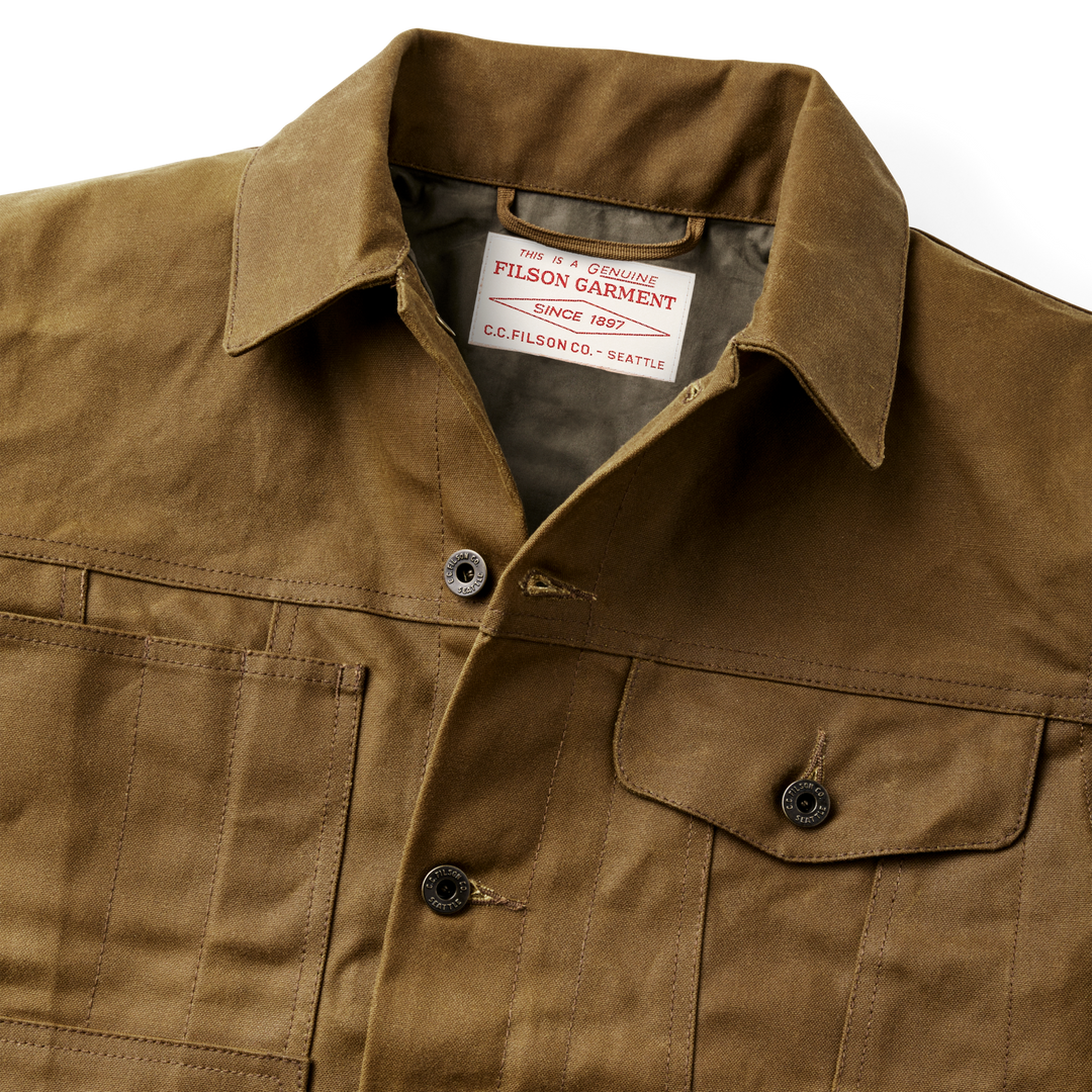 Filson Tin Cloth Short Lined Cruiser Jacket Dark Tan Marrone - foto 5