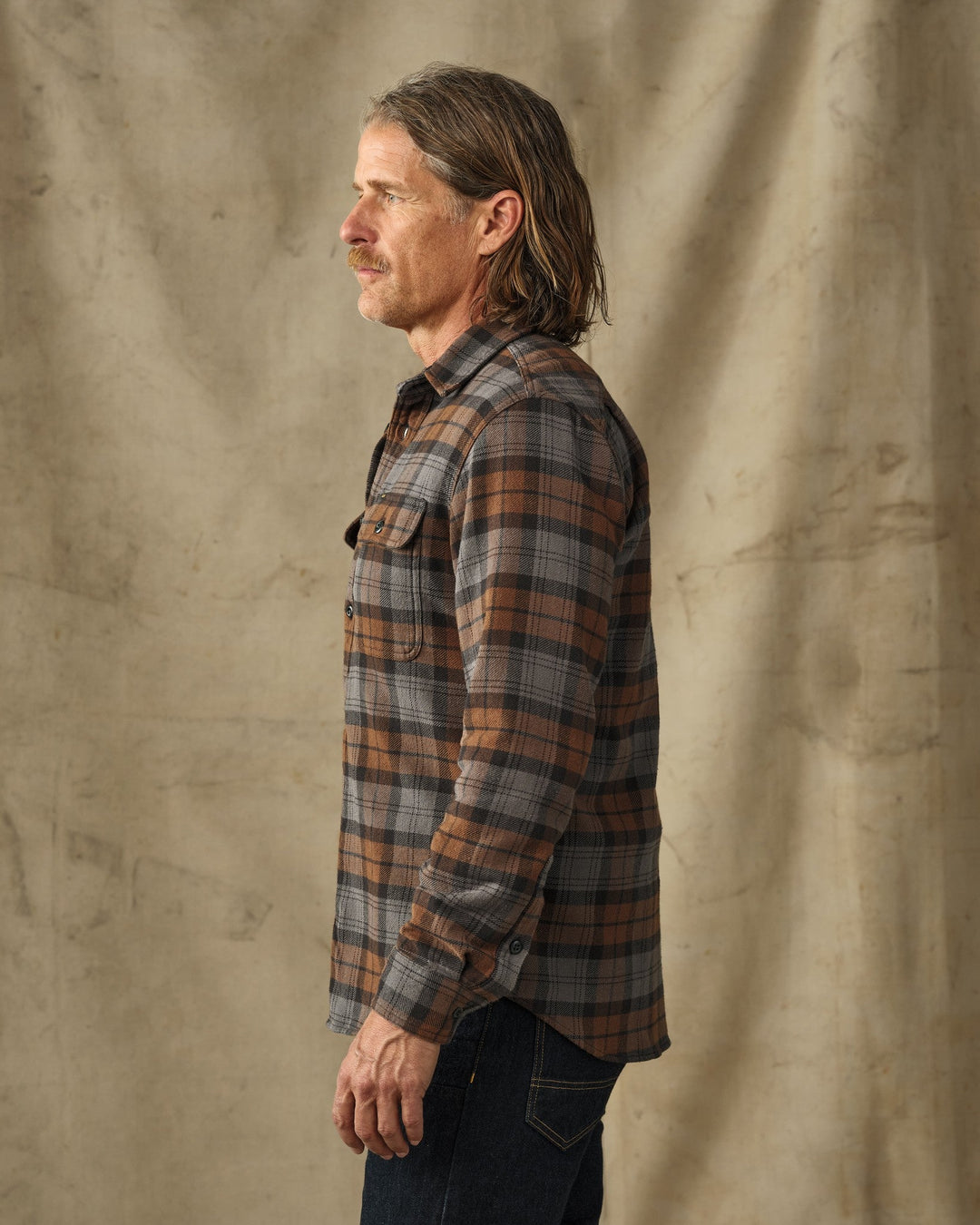 Filson Vintage Flannel Work Shirt Brown/Charcoal Plaid Marrone - foto 2