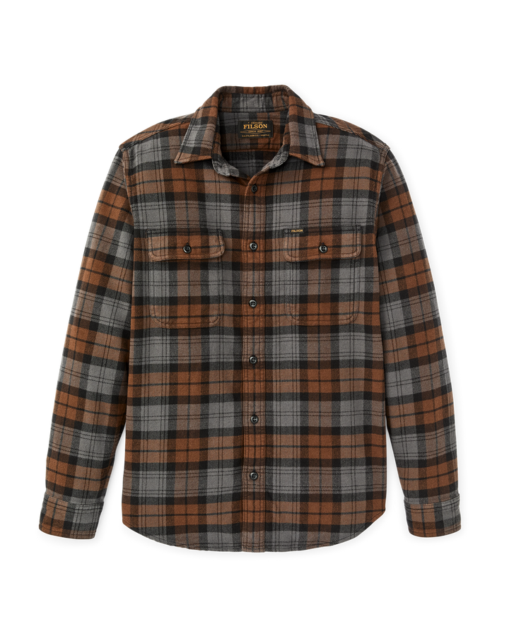 Filson Vintage Flannel Work Shirt Brown/Charcoal Plaid Marrone - foto 3