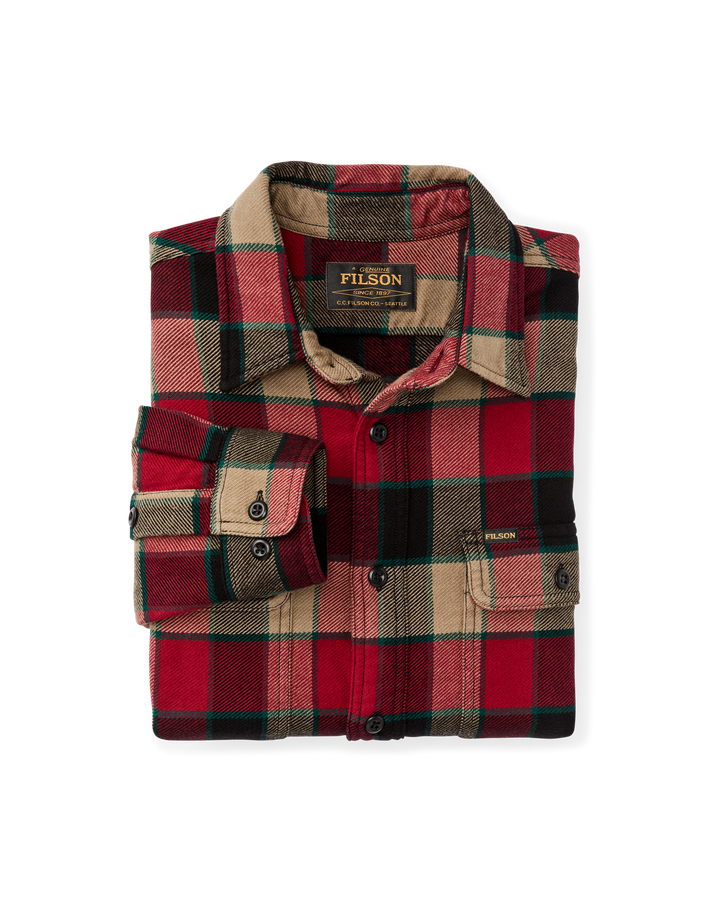 Filson Vintage Flannel Work Shirt Red/Cream Plaid Rosso - foto 6