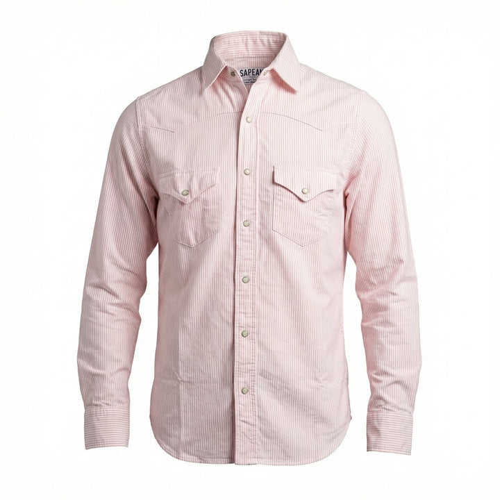 Western Oxford Shirt Flagstaf Randig Vit-Rosa