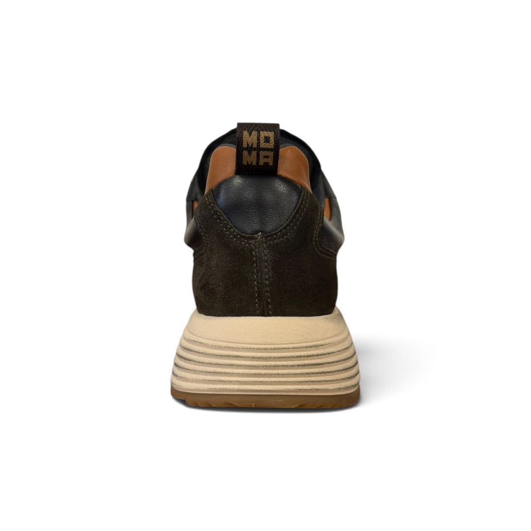 Sneakers Creft in vera pelle nero e verde Moma