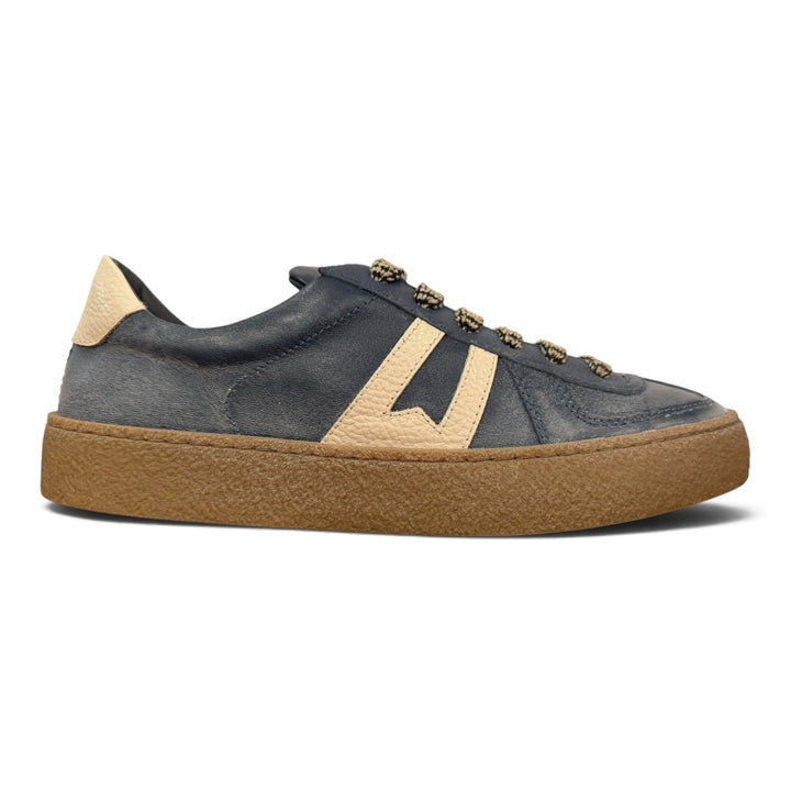 Kazan sneakers in vera pelle blu Moma