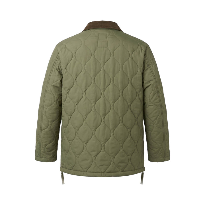 Military Bal Collar Down Jacket in tessuto trapuntato verde Taion, vista posteriore