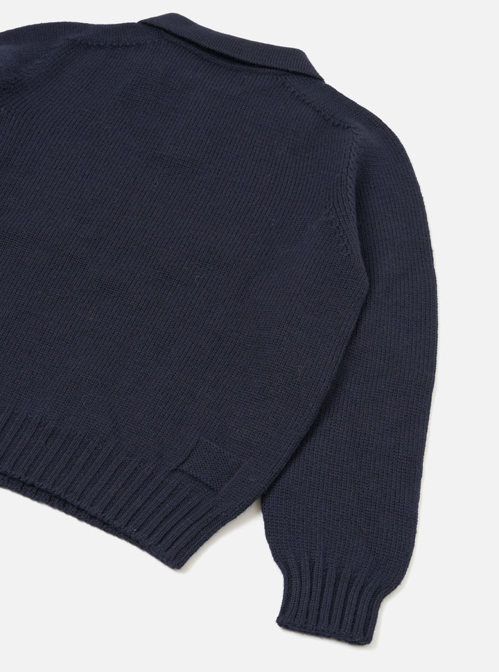 Universal Works Curtis Sweater Shetland Wild Navy Blu - foto 5