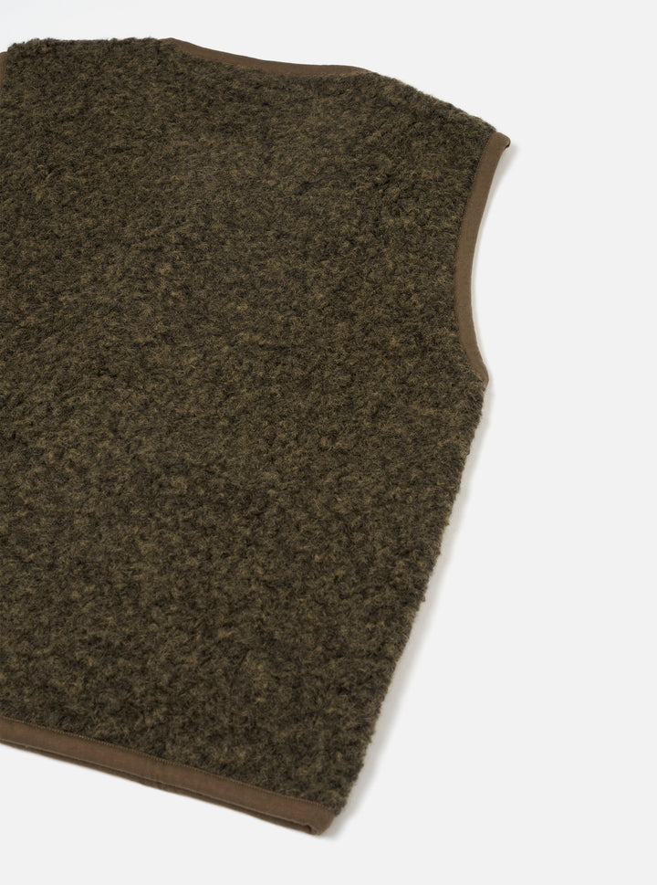 Universal Works Lancaster Gilet Bouclet Fleece Brown Marrone - foto 5