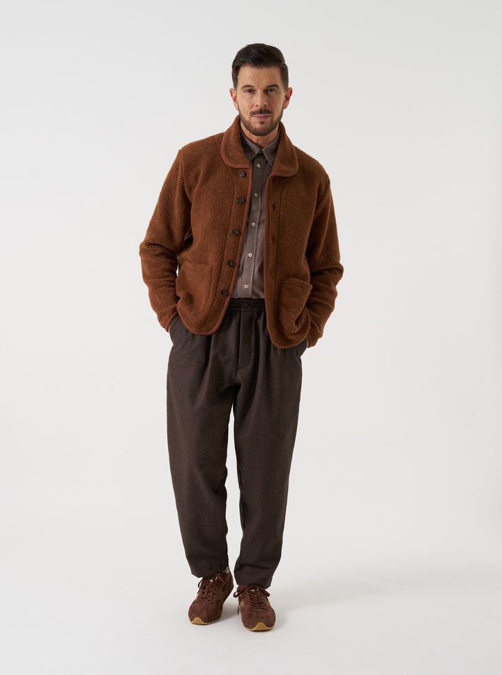 Universal Works Pleated Track Pant Recycled Italian Tweed Brown Marrone - foto 2