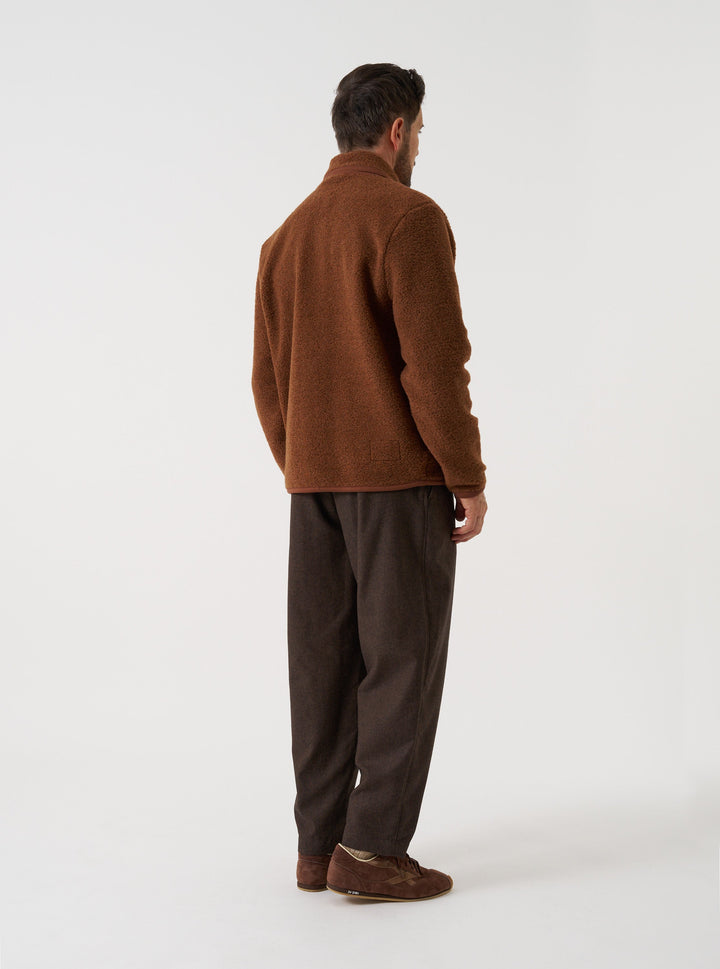 Universal Works Pleated Track Pant Recycled Italian Tweed Brown Marrone - foto 3