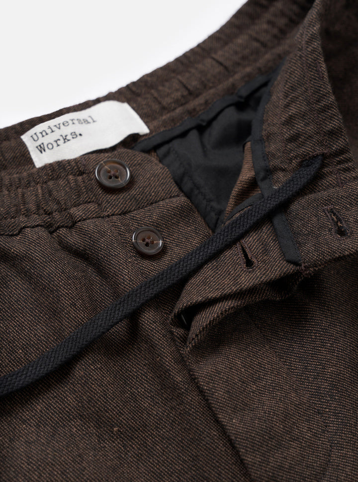 Universal Works Pleated Track Pant Recycled Italian Tweed Brown Marrone - foto 6