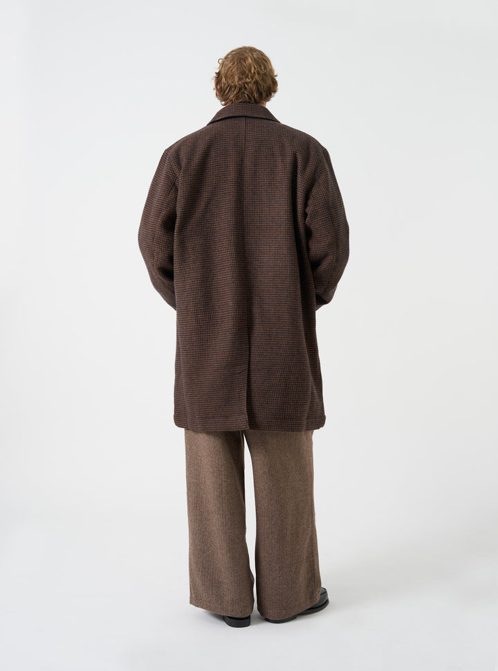 Universal Works Stan Coat Wool Tweed Mix Navy/Brown Blu - foto 3