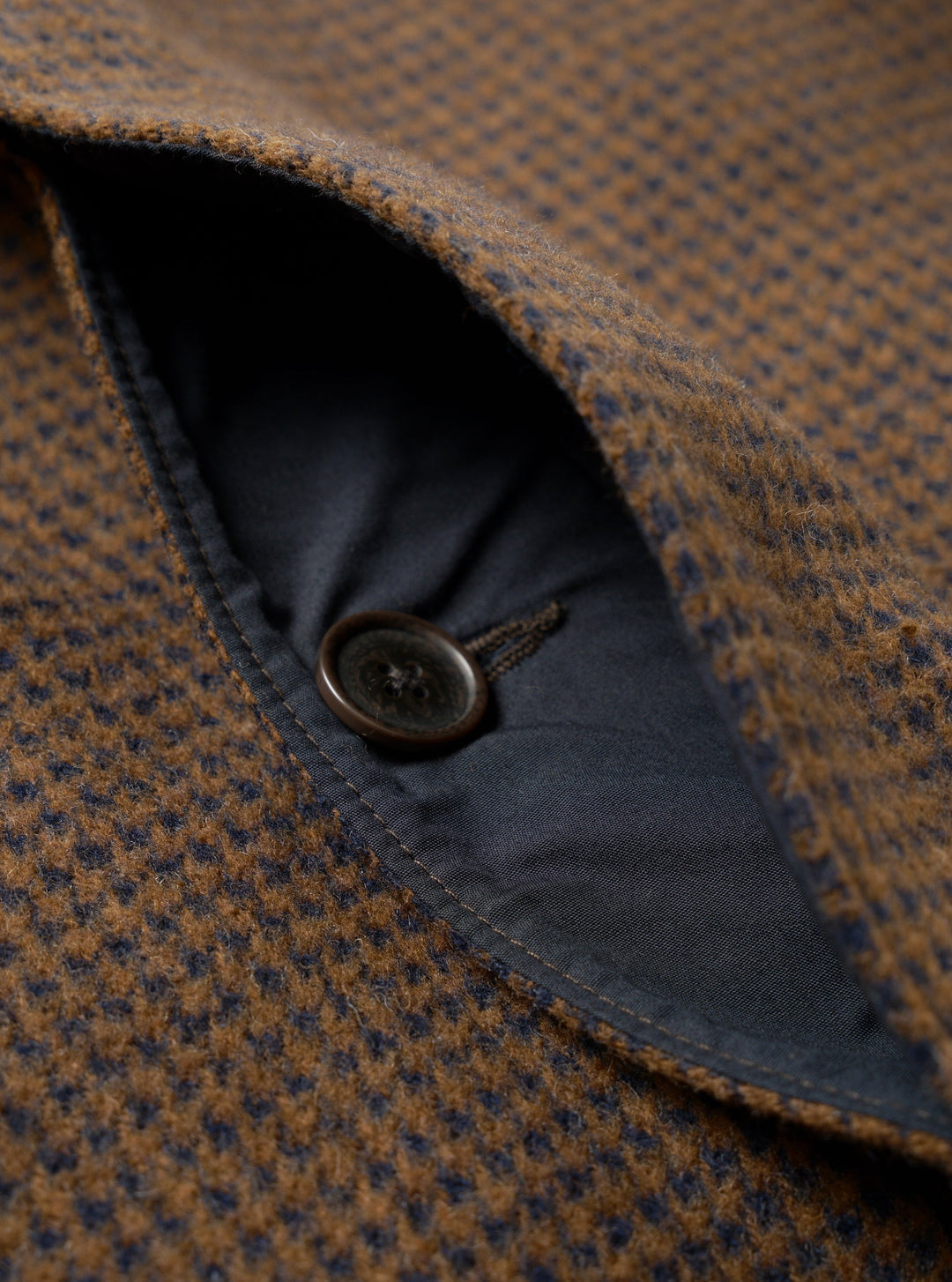Universal Works Stan Coat Wool Tweed Mix Navy/Brown Blu - foto 7