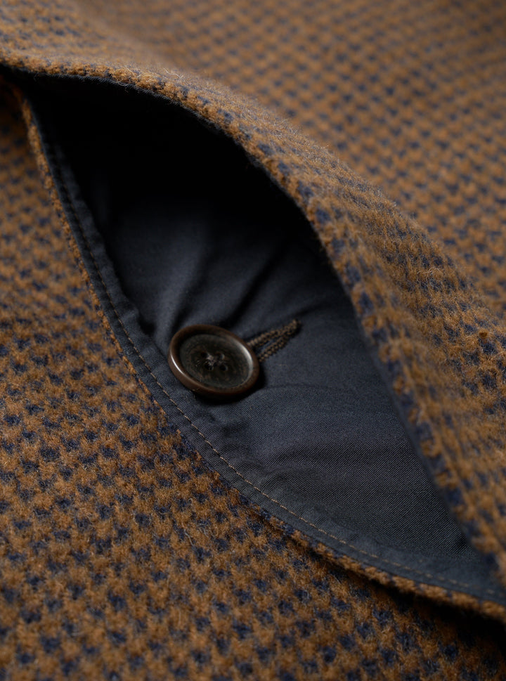 Universal Works Stan Coat Wool Tweed Mix Navy/Brown Blu - foto 7