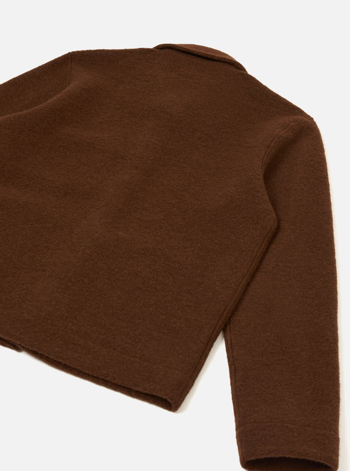 Universal Works Uniform Jacket Wool Fleece Cacao Marrone - foto 5
