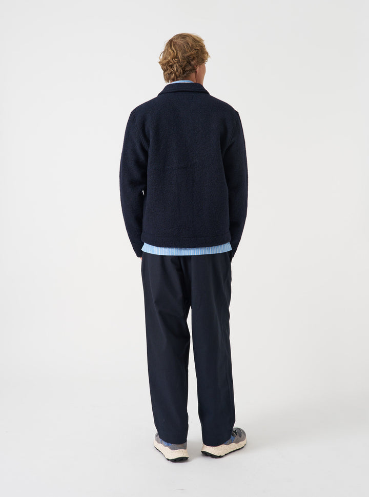 Universal Works Uniform Jacket Wool Fleece Navy Blu - foto 3