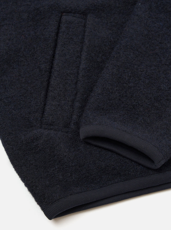 Universal Works Zip Bomber Wool Fleece Navy Blu - foto 7