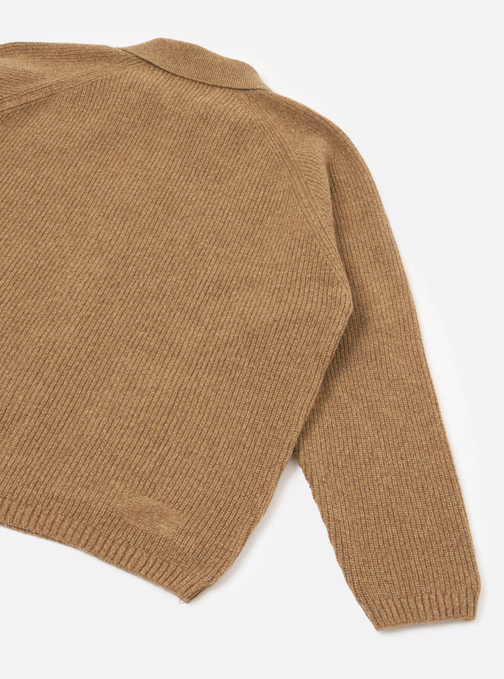 Universal Works Zip Cardigan Eco Wool Tawny Marrone - foto 5