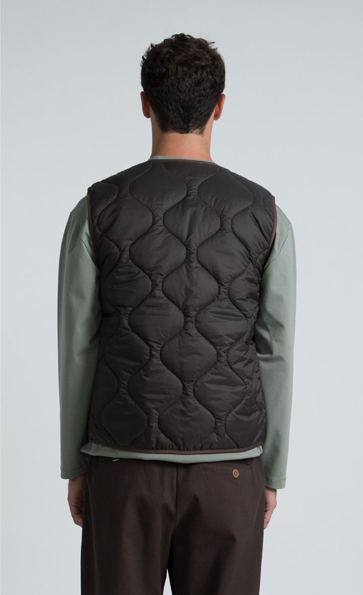 Wooden Gilet Rail Zip Moro Marrone - foto 6